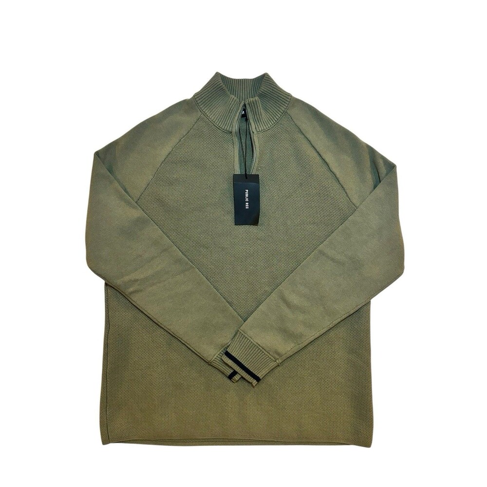 Public Rec Courtside Quarter Zip Cypress Green Mens Medium NWT Textured Knit